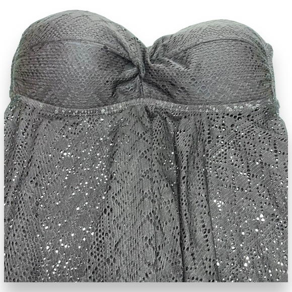 Merona Women's Black Mesh Lace Tankini Side Bone Ruche with Padding Size Small - Picture 5 of 8